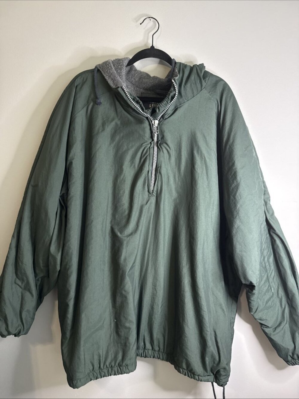 VTG Abercrombie Fitch 1/4 Zip Hooded Insulated Pullover Jacket, Size XL Oversize